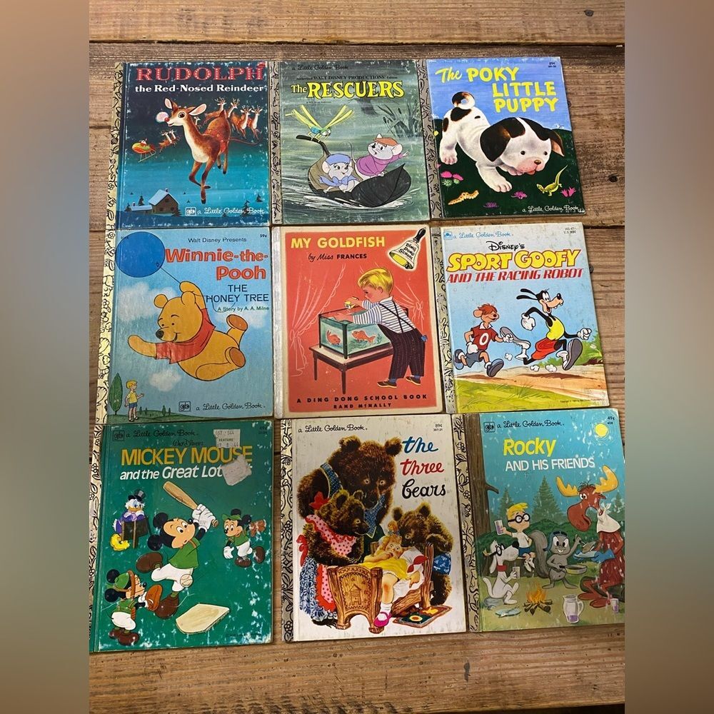Vintage 1970s Disney + Classics Little Golden Books Collection Rudolph Pooh more